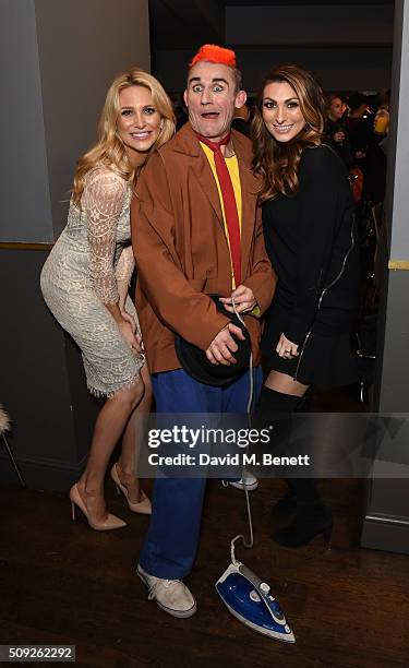 Stephanie Pratt, a cast member and Luisa Zissman attend the Press Night performance of "Cirque Berserk!" at The Peacock Theatre on February 9, 2016...