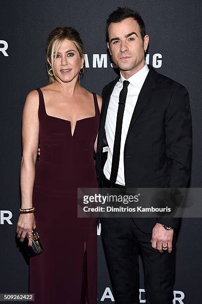 Actors Jennifer Aniston and Justin Theroux attend the "Zoolander 2" World Premiere at Alice Tully Hall on February 9, 2016 in New York City.