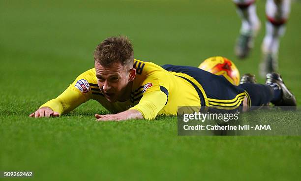 Jordan Rhodes of Middlesbrough during the Sky Bet Championship match between MK Dons and Middlesbrough at Stadium mk on February 9, 2016 in Milton...