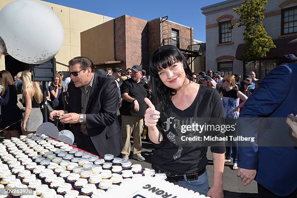 Actress Pauley Perrette attends the cake cutting celebration for "NCIS" 300th episode on February 9, 2016 in Valencia, California.