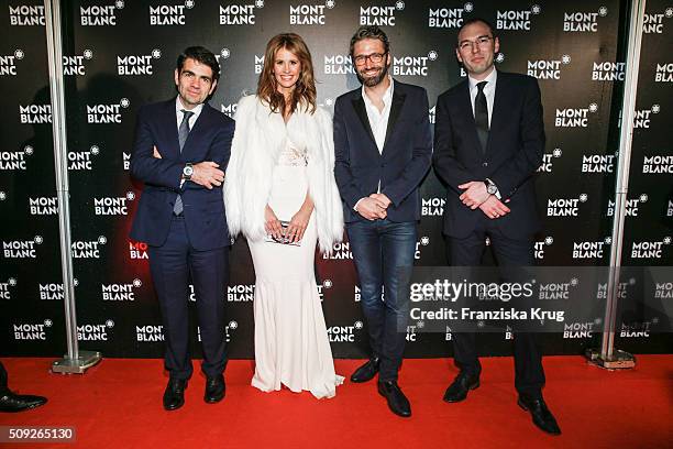 Jerome Lambert , Mareile Hoeppner, Noe Duchaufour-Lawrance and Oliver Goessler attend the Montblanc House Opening on February 09, 2016 in Hamburg,...