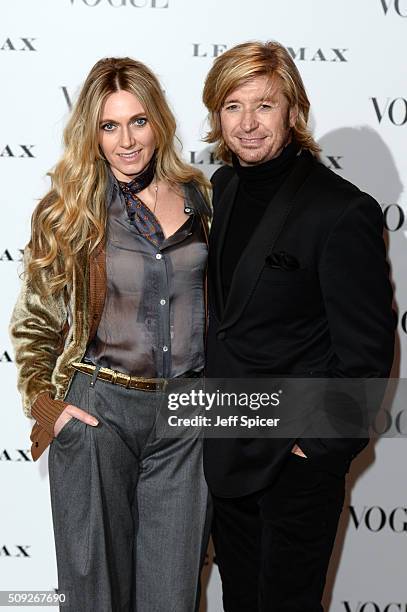 Kelly Simpkin and Nicky Clarke attend at Vogue 100: A Century Of Style at the National Portrait Gallery on February 9, 2016 in London, England.