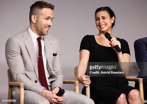 Actors Ryan Reynolds and Morena Baccarin attend Apple Store Soho Presents Meet The Actor: Ryan Reynolds, Morena Baccarin, TJ Miller, and Ed Skrein,...