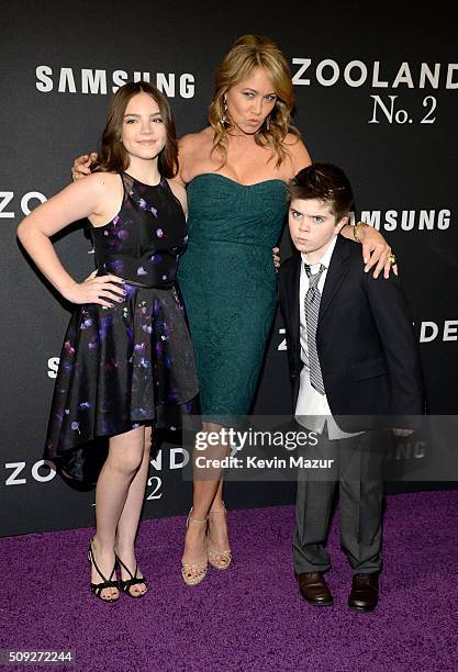 Ella Stiller, Christine Taylor and Quinlin Stiller attend the "Zoolander 2" World Premiere at Alice Tully Hall on February 9, 2016 in New York City.