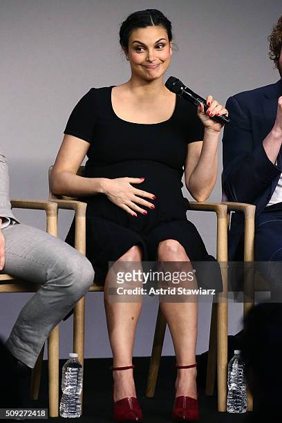 Actress Morena Baccarin attends Apple Store Soho Presents Meet The Actor: Ryan Reynolds, Morena Baccarin, T.J. Miller, and Ed Skrein, "Deadpool" at...