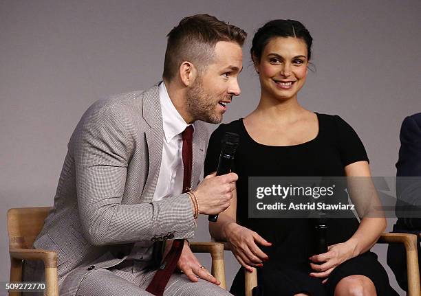 Actors Ryan Reynolds and Morena Baccarin attend Apple Store Soho Presents Meet The Actor: Ryan Reynolds, Morena Baccarin, T.J. Miller, and Ed Skrein,...