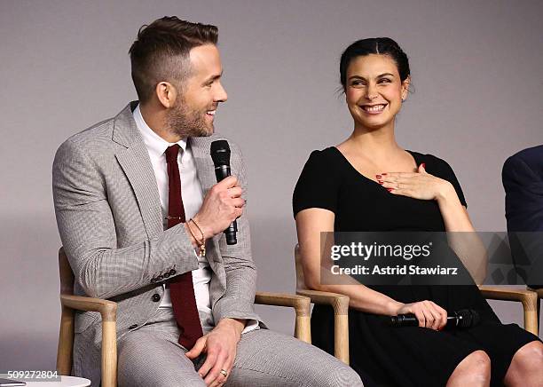 Actors Ryan Reynolds and Morena Baccarin attend Apple Store Soho Presents Meet The Actor: Ryan Reynolds, Morena Baccarin, T.J. Miller, and Ed Skrein,...