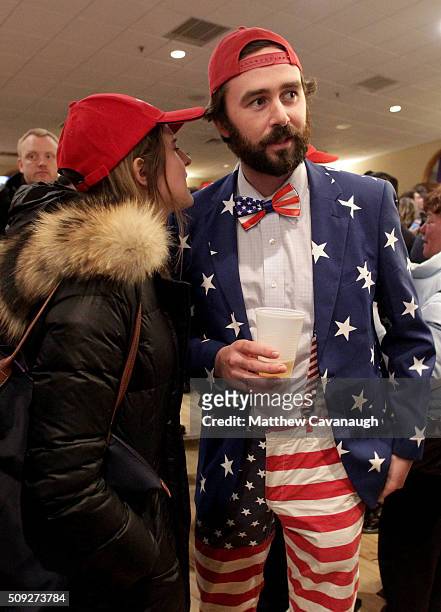 Supporter of Republican presidential candidate Donald Trump Matt Newwill of Indiana waits for results to come in on Primary day at his election night...
