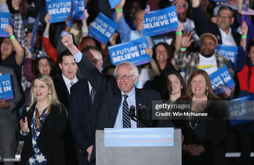 Democratic Presidential Candidate Bernie Sanders Holds NH Primary Night Gathering