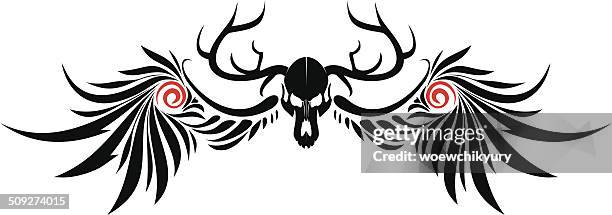 deer skull tattoo - deer skull stock illustrations