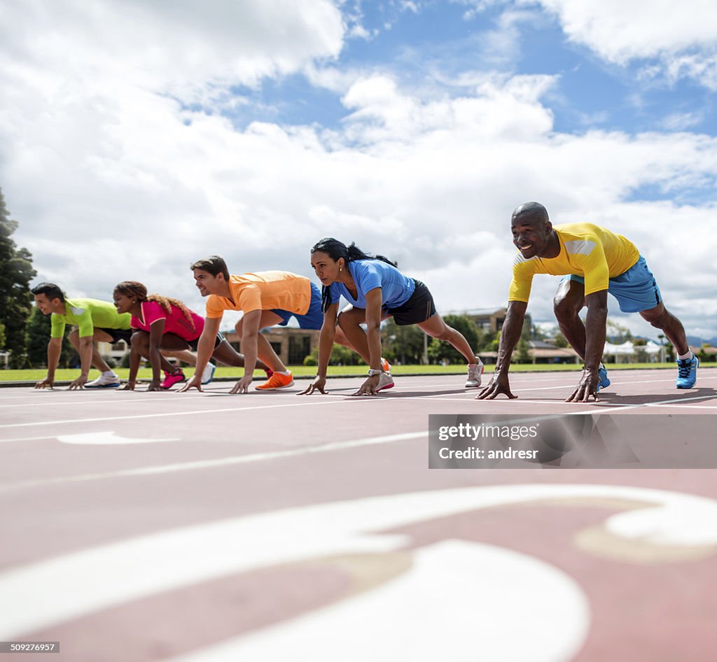 Athletes ready for running