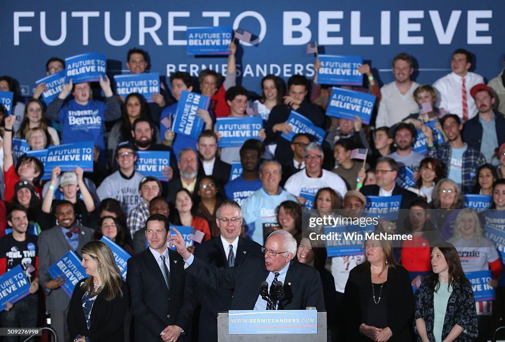 Democratic Presidential Candidate Bernie Sanders Holds NH Primary Night Gathering