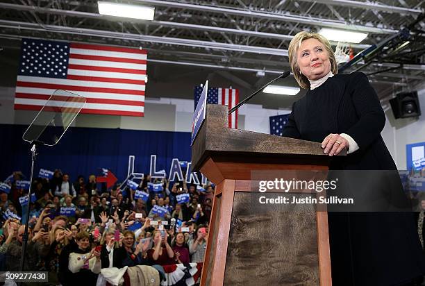 Democratic presidential candidate, former Secretary of State Hillary Clinton speaks at her primary night gathering at Southern New Hampshire...