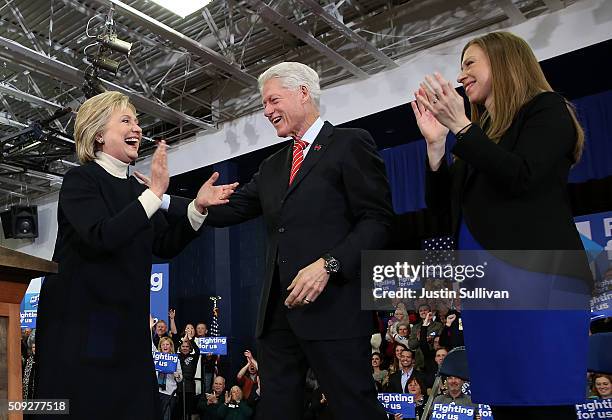 Democratic presidential candidate, former Secretary of State Hillary Clinton arrives for her primary night gathering with daughter Chelsea Clinton...