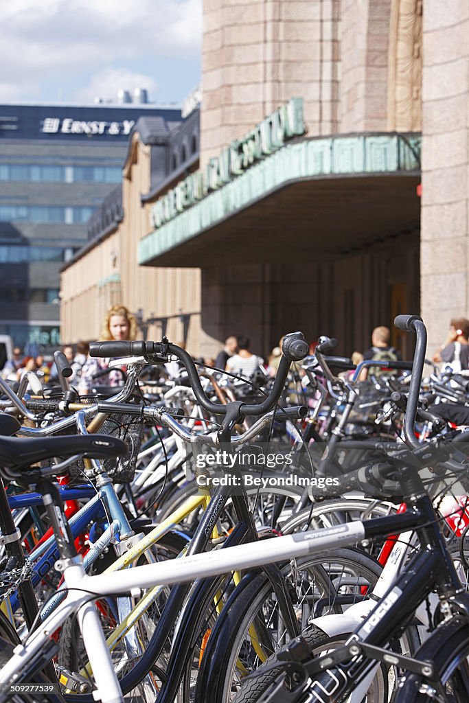 Hundreds of bicycles parked outside central railway station