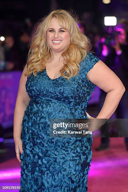 Rebel Wilson attends the European Premiere of 'How To Be Single' at the Vue West End on February 9, 2016 in London, United Kingdom.