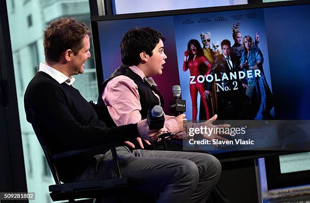 Screenwriter Nick Stoller and actor Cyrus Arnold discuss their new film "Zoolander 2" at AOL Build Speaker Series at AOL Studios In New York on...