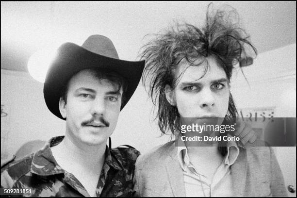 Nick Cave and Tracey Pew of the Birthday Party in Kilburn, London 15 July 1982.