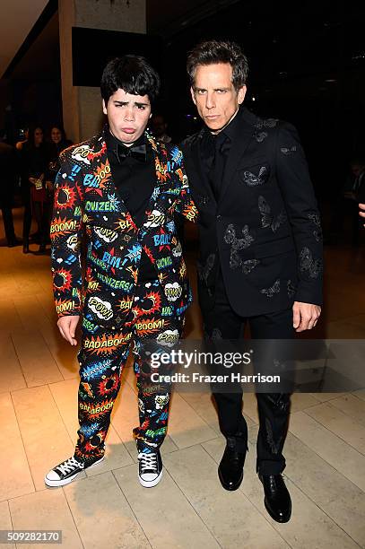 Actors Cyrus Arnold and Ben Stiller attend the "Zoolander No. 2" World Premiere at Alice Tully Hall on February 9, 2016 in New York City.