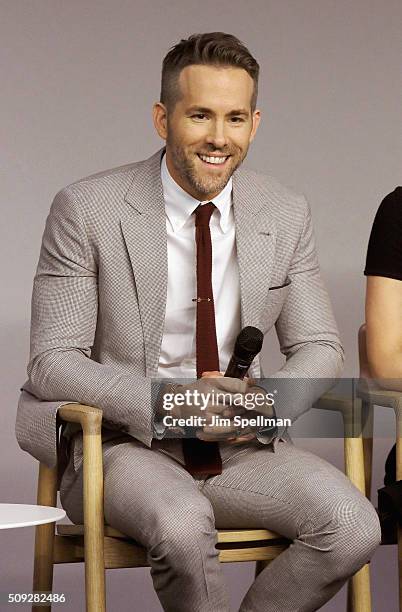 Actor Ryan Reynolds attends Apple Store Soho Presents Meet The Actor: Ryan Reynolds, Morena Baccarin, TJ Miller, and Ed Skrein, "Deadpool" at Apple...