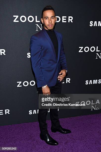 Formula One Driver Lewis Hamilton attends the "Zoolander 2" World Premiere at Alice Tully Hall on February 9, 2016 in New York City.