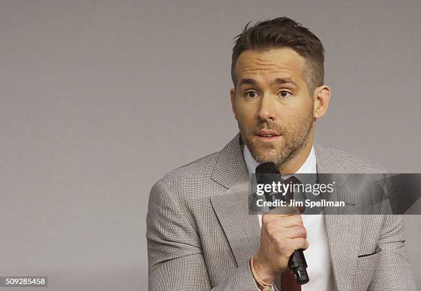 Actor Ryan Reynolds attends Apple Store Soho Presents Meet The Actor: Ryan Reynolds, Morena Baccarin, TJ Miller, and Ed Skrein, "Deadpool" at Apple...