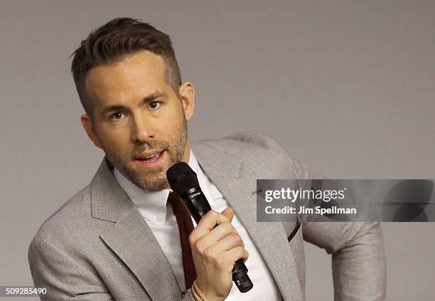 Actor Ryan Reynolds attends Apple Store Soho Presents Meet The Actor: Ryan Reynolds, Morena Baccarin, TJ Miller, and Ed Skrein, "Deadpool" at Apple...
