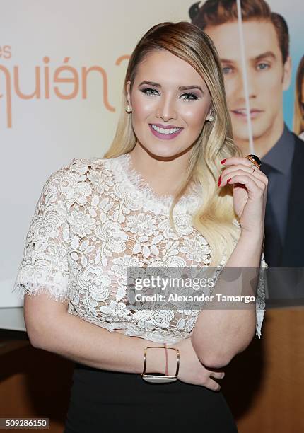 Kimberly Dos Ramos is seen at the premier of Telemundo's "Quien es Quien" at the Four Seasons on February 9, 2016 in Miami, Florida.