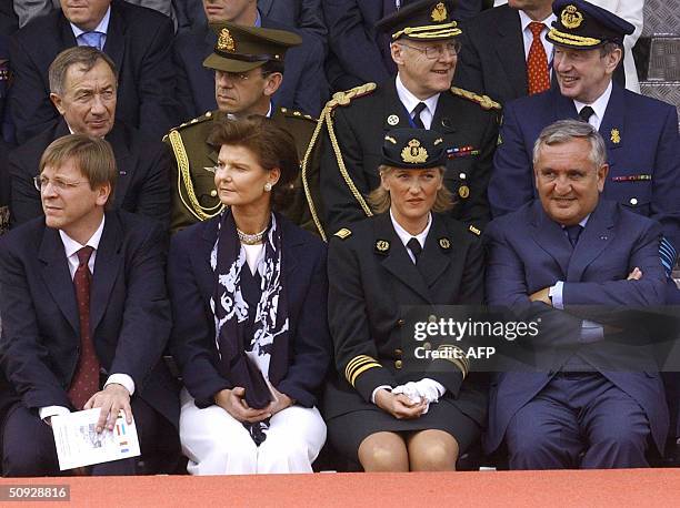 Belgium Prime Minister Guy Verhofstadt, Princess Margaretha of Luxembourg, Princess Astrid of Belgium and French Prime Minister Jean-Pierre Raffarin...