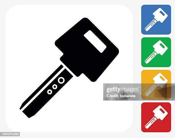 car key icon flat graphic design - car keys white background stock illustrations