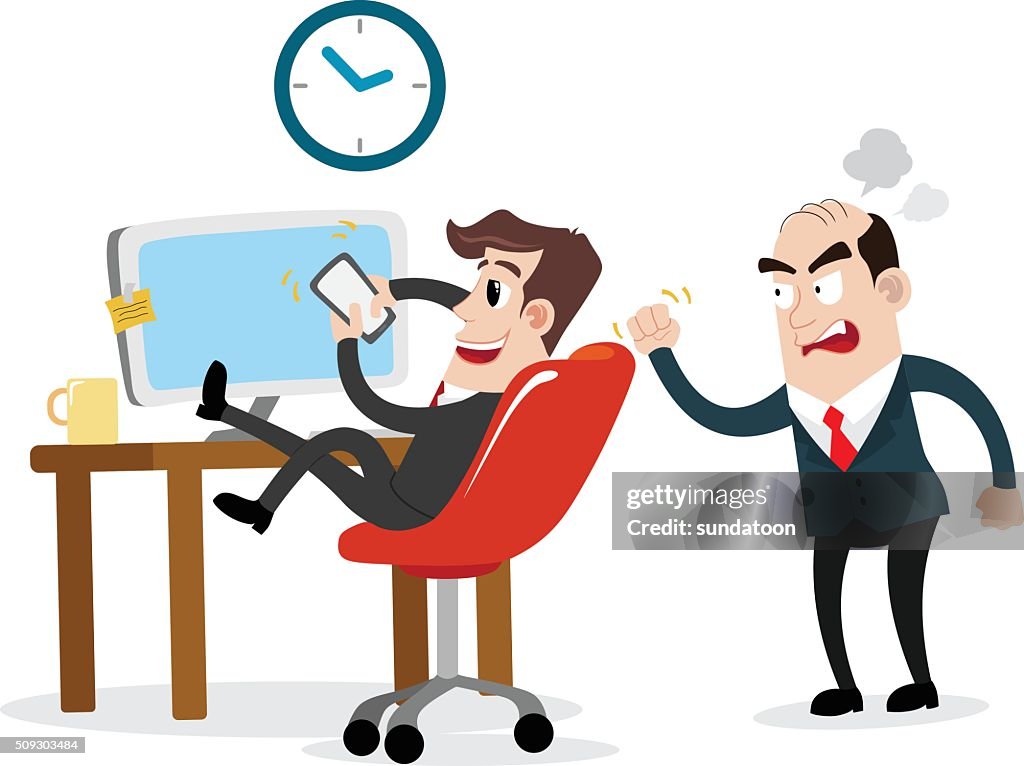 Using Phone At Work Vector Businessman Using Mobile Phone At Work High-Res Vector Graphic - Getty ...