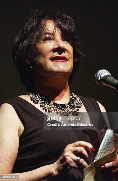 Gala Co-Chair Hanna Kennedy gives a speech at the 15th Anniversary of the Los Angeles Chamber Orchestra's Silent Film Festival on June 5, 2004 at...