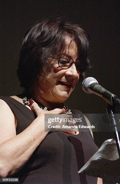 Gala Co-Chair Hanna Kennedy gives a speech at the 15th Anniversary of the Los Angeles Chamber Orchestra's Silent Film Festival on June 5, 2004 at...