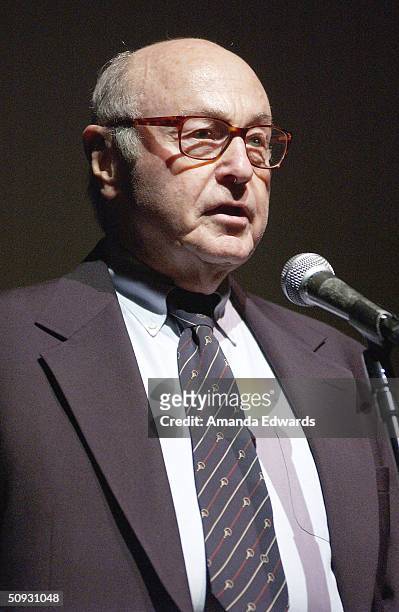Gala Co-Chair Roger Mayer gives a speech at the 15th Anniversary of the Los Angeles Chamber Orchestra's Silent Film Festival on June 5, 2004 at...