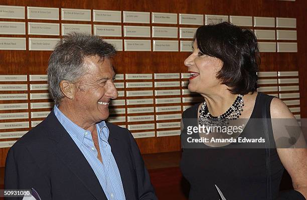 Gala Co-Chair Hanna Kennedy chats with actor Dustin Hoffman at the 15th Anniversary of the Los Angeles Chamber Orchestra's Silent Film Festival on...