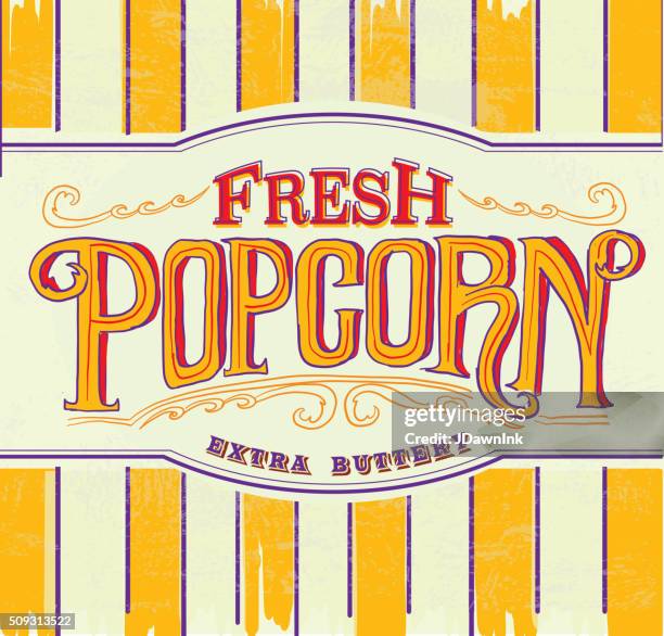 Vintage Popcorn Sign Hot Buttered Popcorn Tin Sign | Vintage Signs