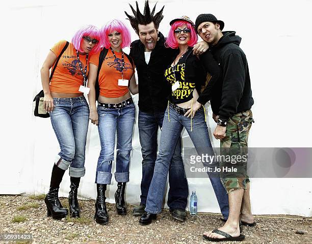 Powder pose backstage at day one of the "Download Festival" at Donington Park, on June 5, 2004 in Leicestershire, England. The rock festival features...