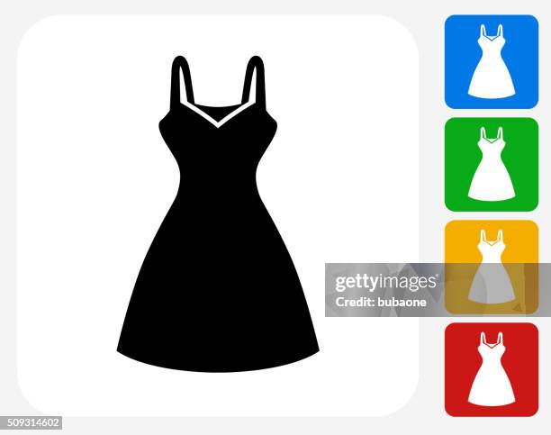 ilustraciones, imágenes clip art, dibujos animados e iconos de stock de vestido de iconos planos de diseño gráfico - dress