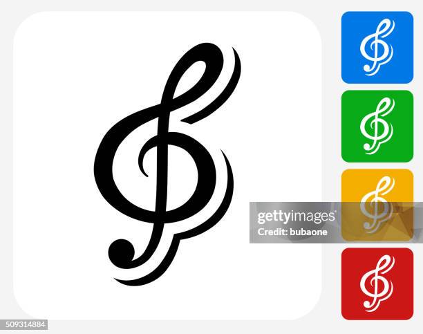 music icon flat graphic design - treble clef stock illustrations