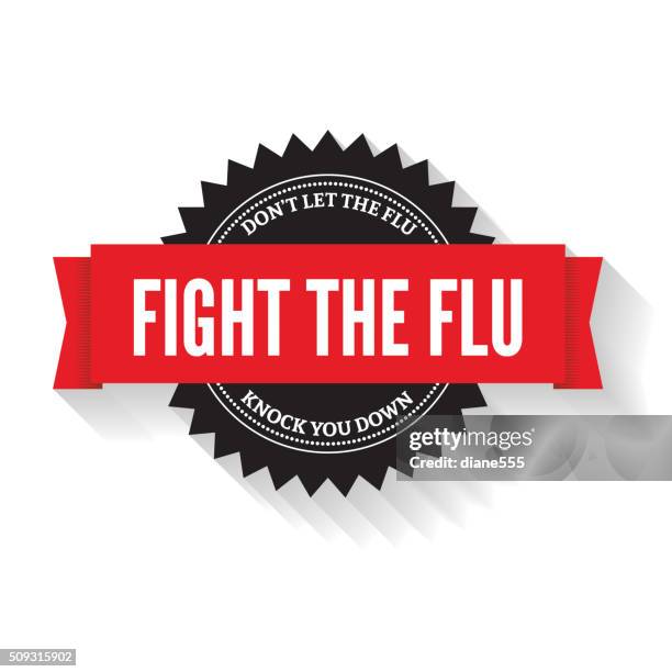 fight the flu badge with drop shadow - getting flu shot stock illustrations