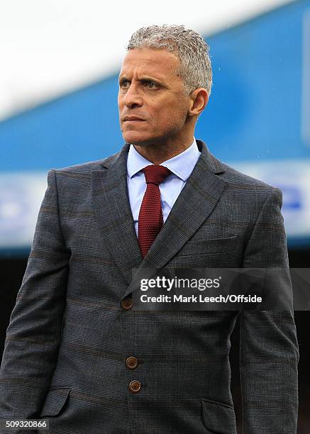 Carlisle manager Keith Curle looks on during the Emirates FA Cup Fourth Round match between Carlisle United and Everton at Brunton Park on January...