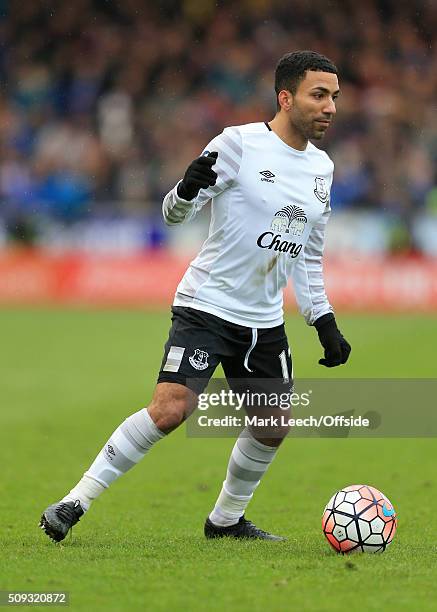 Aaron Lennon of Everton in action during the Emirates FA Cup Fourth Round match between Carlisle United and Everton at Brunton Park on January 31,...
