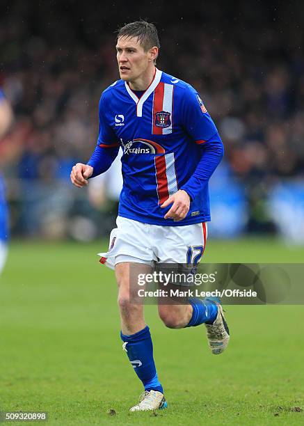 Anthony Sweeney of Carlisle in action during the Emirates FA Cup Fourth Round match between Carlisle United and Everton at Brunton Park on January...