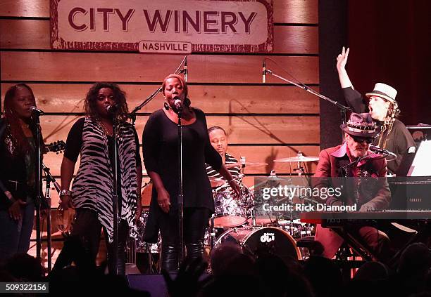 Dr. John is joined on stage by Deborah McCrary, Regina McCrary and Alfreda McCrary of The McCrary Sisters on Mardi Gras/Fat Tuesday at City Winery...