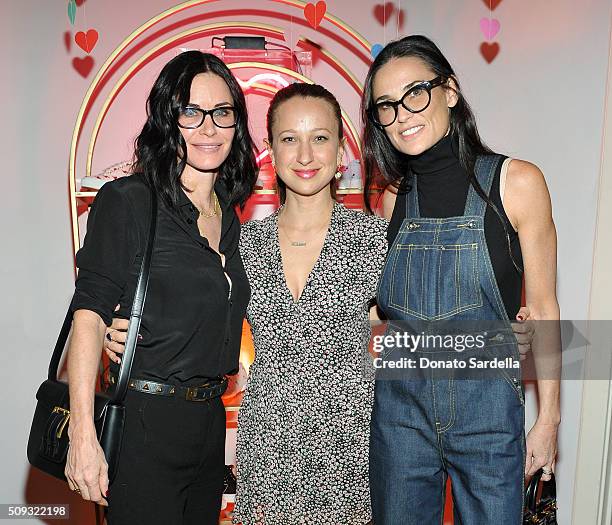 Actress Courteney Cox, designer Jennifer Meyer, and actress Demi Moore attend the Superga XO Jennifer Meyer Collection Launch Celebration at Chateau...