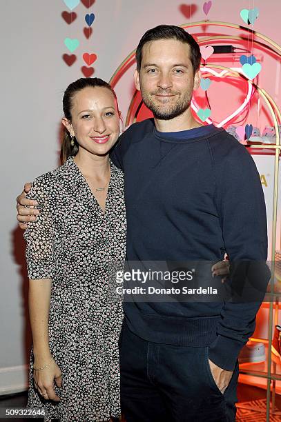 Designer Jennifer Meyer and actor Tobey Maguire attend the Superga XO Jennifer Meyer Collection Launch Celebration at Chateau Marmont on February 9,...
