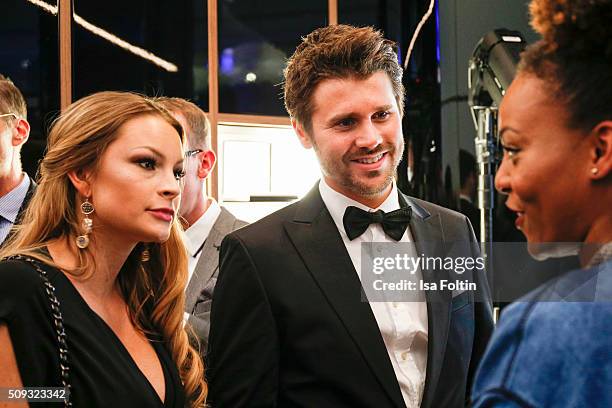 Jana Julia Kilka and Thore Schoelermann attend the Montblanc House Opening on February 09, 2016 in Hamburg, Germany.