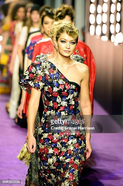 Model Gigi Hadid and models walk the runway during the "Zoolander No. 2" World Premiere at Alice Tully Hall on February 9, 2016 in New York City.