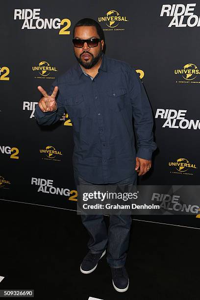 Ice Cube arrives ahead of the Ride Along 2 Australian Premiere at Hoyts Melbourne Central on February 10, 2016 in Melbourne, Australia.