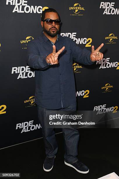 Ice Cube arrives ahead of the Ride Along 2 Australian Premiere at Hoyts Melbourne Central on February 10, 2016 in Melbourne, Australia.